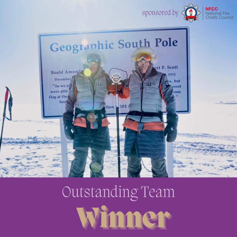 So humbled to win ‘outstanding Team’ at this years @WFSUK1 awards 😊 

Thank you for believing in us 🙏🥰

@bexrower @enzo652 
@NFCC_FireChiefs 
#oustandingteam #winners #expedition #southpole #womensupportingwomen #inspiringnextgeneration #future