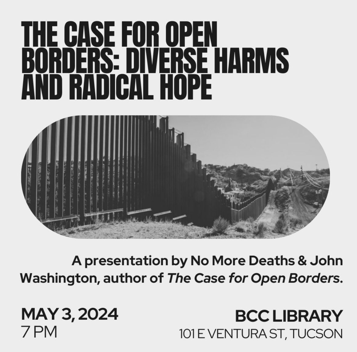 Join us tomorrow for this presentation with @jbwashing. We’ll be talking about our two recent reports, El Paso Sector Migrant Death Database and Separate & Deadly: Segregation of 911 Emergency Services in the Arizona Borderlands.