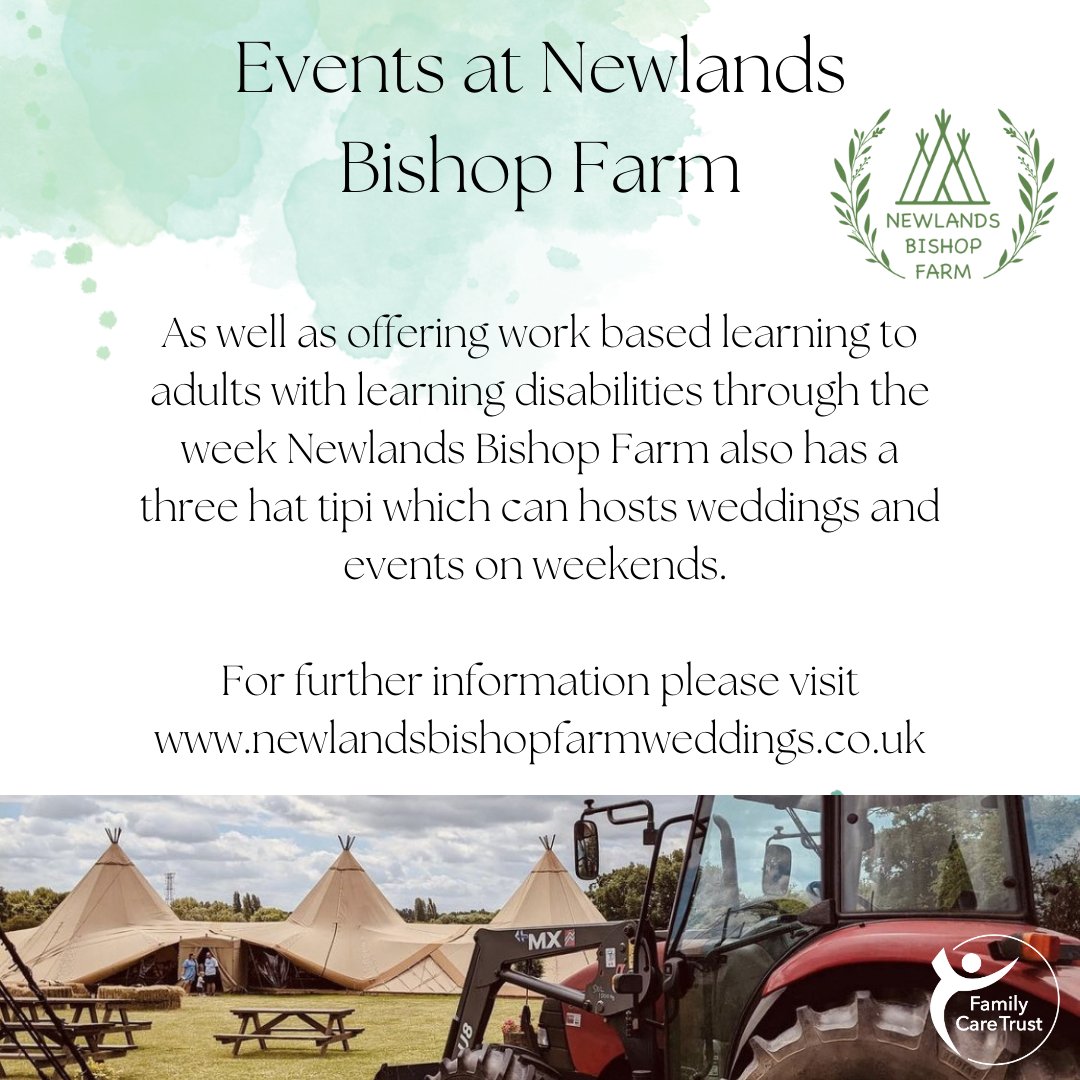 Did you know that we have a three hat tipi at Newlands Bishop Farm? For more information please visit newlandsbishopfarmweddings.co.uk. Proceeds from these events go straight back to the trust enabling us to continue improving and updating our services.