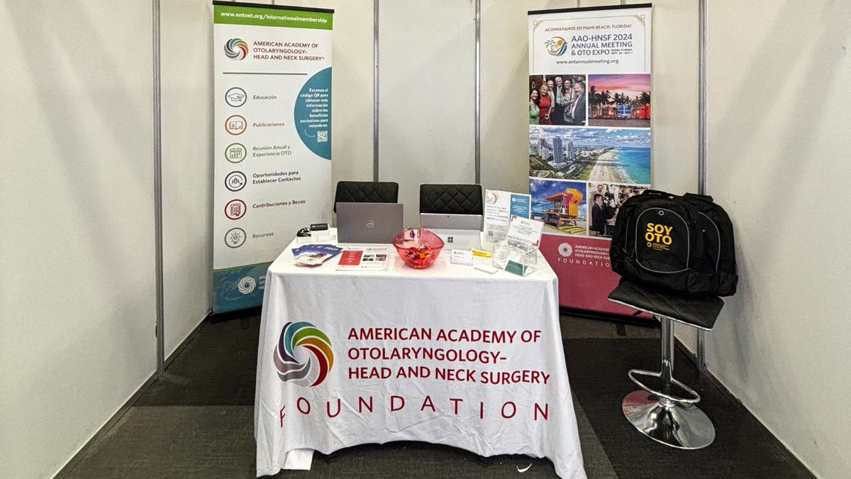 If you are attending #SMORLCCC2024 in Guadalajara, Mexico this week, be sure to stop by the Expo and visit the AAO-HNS booth! Visit with Academy leadership and staff to learn more about how the AAO-HNS supports our international members. @SMORLCCC #otolaryngology #ENTwitter