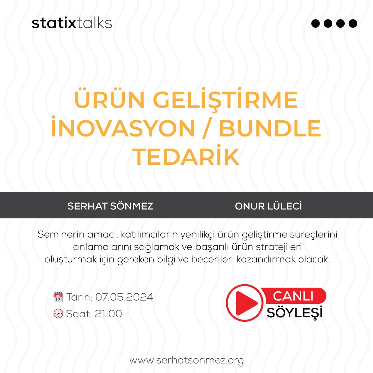 Hız kesmeden ücretsiz bilgilendirmeye devam ediyoruz.
Hiç oyuncak yumurtaların oyuncaklarını kim üretiyor diye düşündünüz mü? Salı günü tanıştırayım sizi..

Değerli büyüğüm aynı zamanda iş ortağım Onur LÜLECİ ile ürün geliştirme üstüne konuşacağız.

Katılım linki: