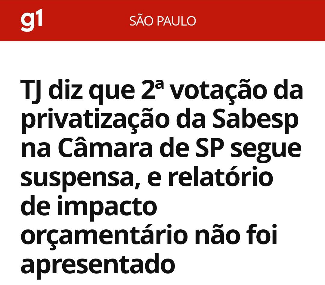 A justiça determinou que a votação da privatização da Sabesp, orquestrada por Ricardo Nunes, continue suspensa. O que acontece nesta tarde na Câmara é uma votação ILEGAL!