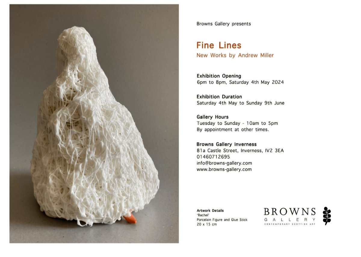 Our new exhibition 'Fine Lines' - new works by Andrew Miller, opens on Saturday 4 May 2024. #art #brownsgallery #artgallery #Inverness #scottishart