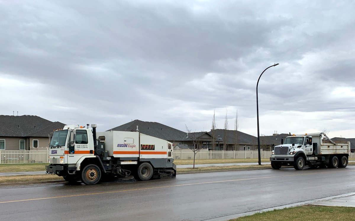 Downtown & residential street sweeping begins this Sunday, May 5. Residents in Zone D (downtown) and Zone J (Deer Park & Lancaster) can expect to see No Parking signs arrive Saturday, for work to begin Sunday morning. Learn more at reddeer.ca/StreetSweeping #RedDeer