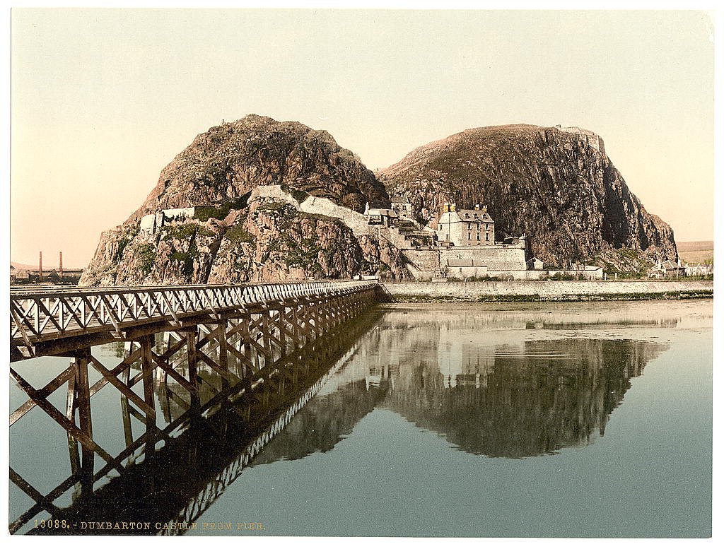 Castle from pier, Dumbarton, Scotland, between ca. 1890 and ca. 1900.