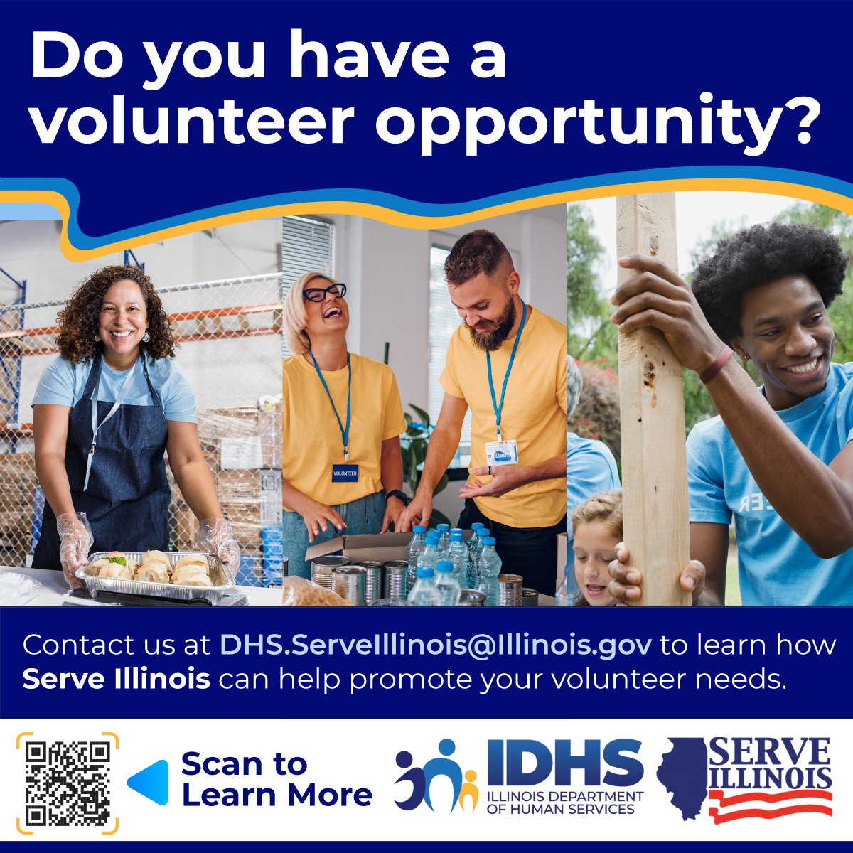To learn more, scan the QR code below, or visit: serveillinois.galaxydigital.com @ILHumanServices