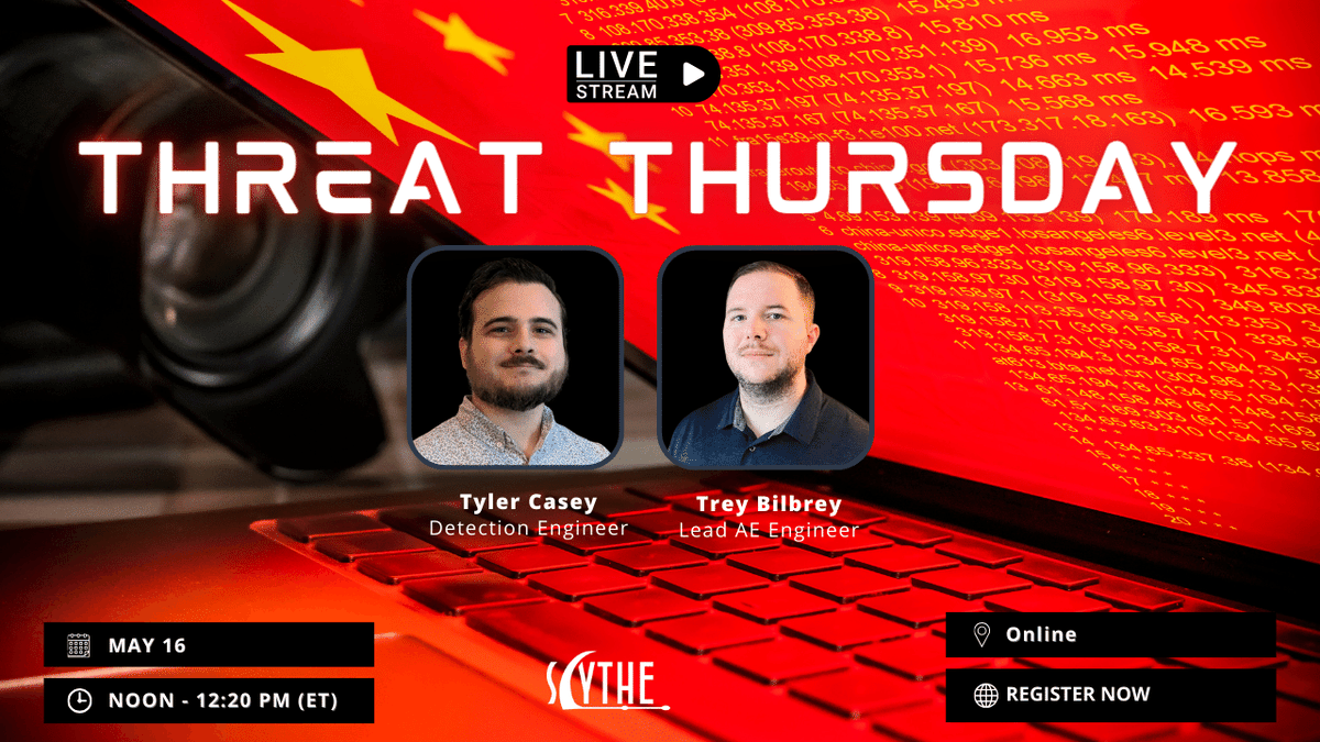 💥🦄 On this month's edition of #ThreatThursday Live, @TCraf7 + @1qazCasey show off a new threat emulation plan that explores Volt Typhoon's recent exploits. Check it out as they walk through some of the more novel behaviors used by #VoltTyphoon & potential detection