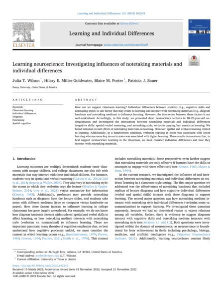 In a world full of technology, research on more effective teaching and learning considers if students should record handwritten notes … Learning: The Influences of Notetaking buff.ly/4dmIAaI