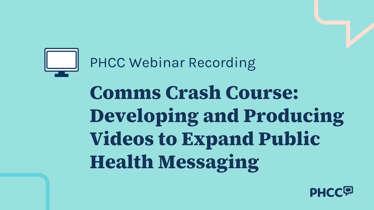 ⏯️The 'Comms Crash Course: Developing and Producing Videos to Expand Public Health Messaging' #webinar recording is available. Special thanks to our panelists for their insights and everyone who joined us live! publichealthcollaborative.org/webinars/