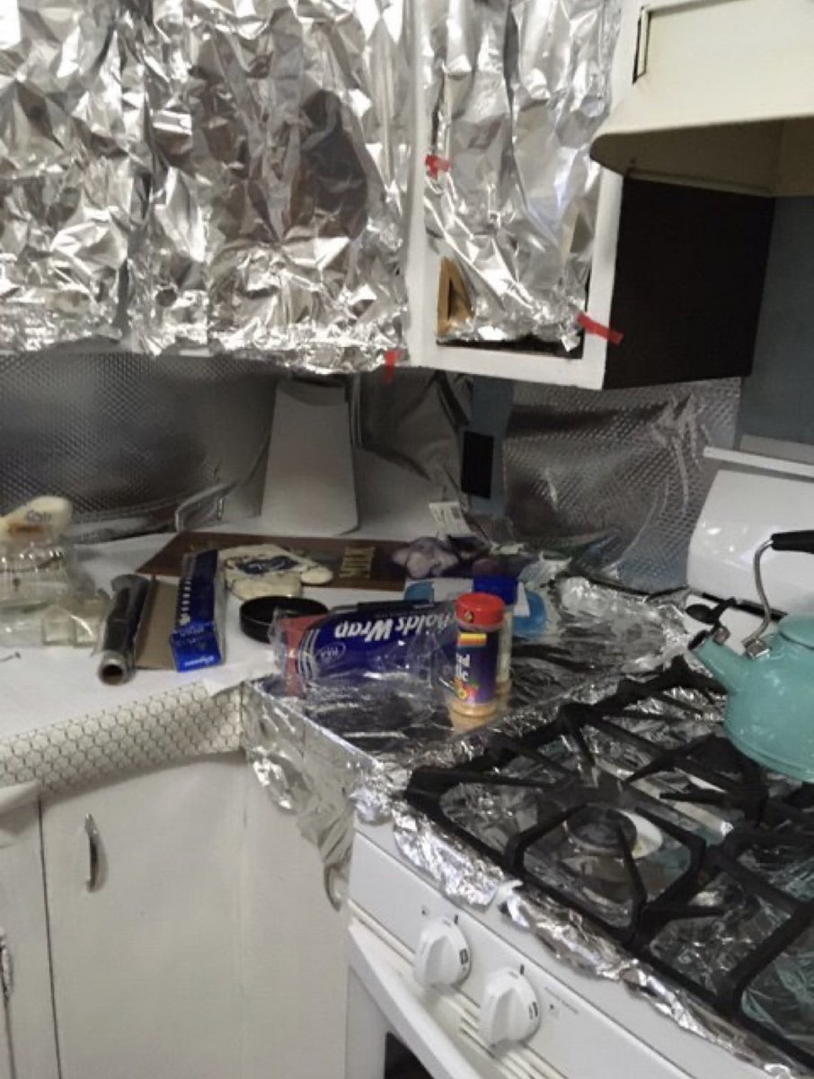 jews aren’t allowed to have yeasted bread in their kitchen during passover. but often on porous surfaces, small particles get left behind. so they cover it up with foil so that God can’t see it!