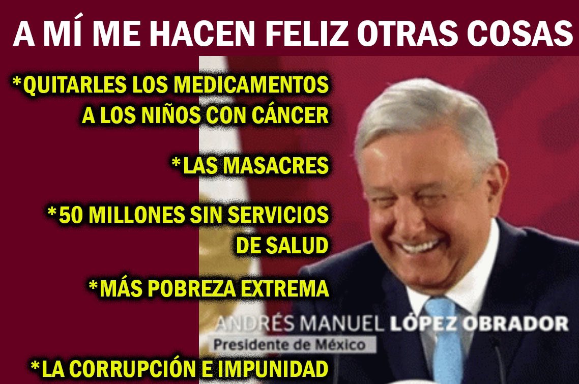 El #NarcoPresidenteAMLO52 se espanta con el costo del yate de Salinas Pliego
Pero no se espanta de los excesivos y fraudulentos costos del Tren Falla y de su querida dos bocas
A él le hacen feliz otras cosas: