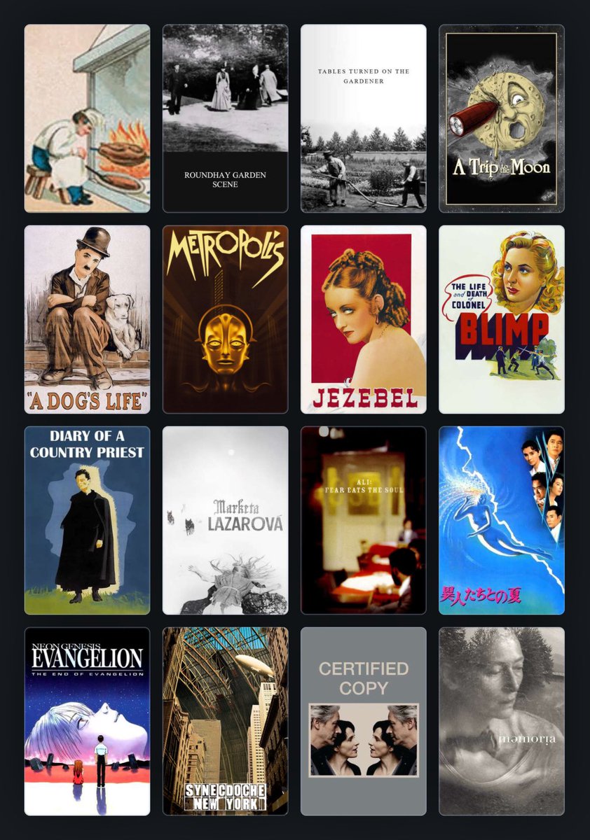 My favorite film from each decade. Unlike all of you I didn’t neglect the bangers from the 1870s