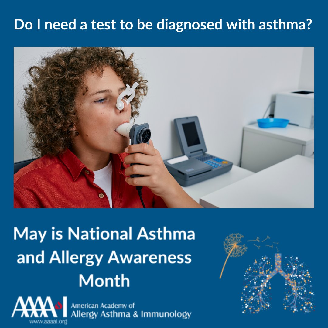Spirometry is a breathing test to check how well your lungs are working. It measures how much air you move in & out of your lungs, & how fast you can blow air out of your lungs. Your doctor may order spirometry to help diagnose #asthma. #AsthmaAwareness
aaaai.org/tools-for-the-…