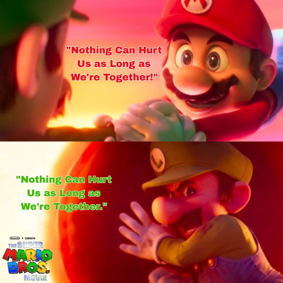 ❤️'Nothing Can Hurt Us as Long as We're Together' Parallel💚

🌟Then & Now🕛

#Mario #Luigi #SuperMarioBrosMovie #SuperMario 
#Nintendo #illumination #Parallel #Comparison #Edit