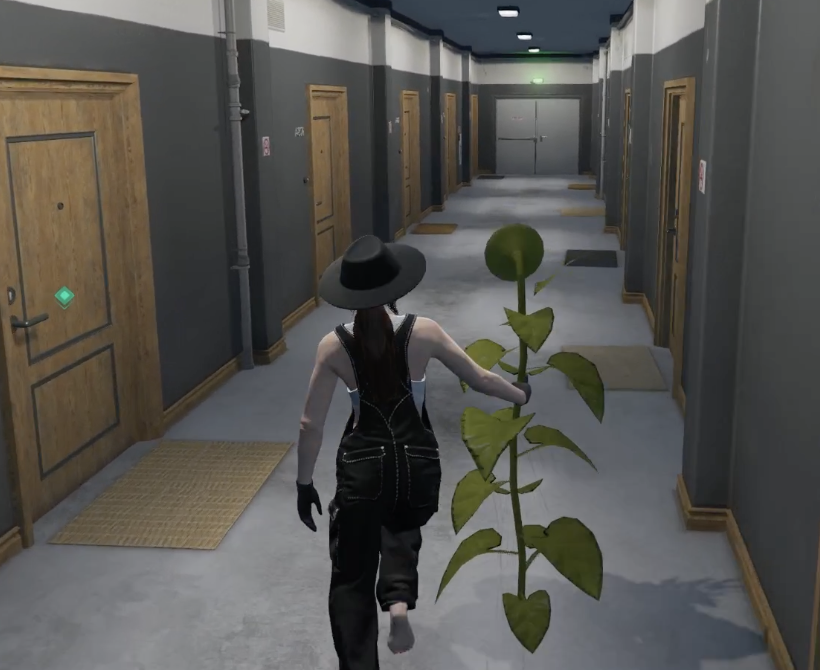 gege just walking around with that big ass sunflower is so cute