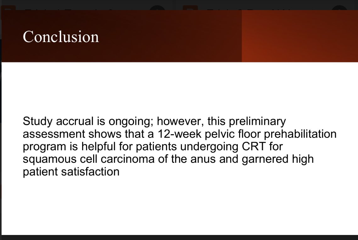 Congrats to @MDAndersonNews #RadOnc PGY2 resident @Jordan_McD3 on rocking her oral presentation during the #ARS2024 normal tissue toxicity session! Pelvic floor prehabilitation can help anal squamous cell carcinoma patients. Important work to improve pt outcomes. @DrEmmaHolliday