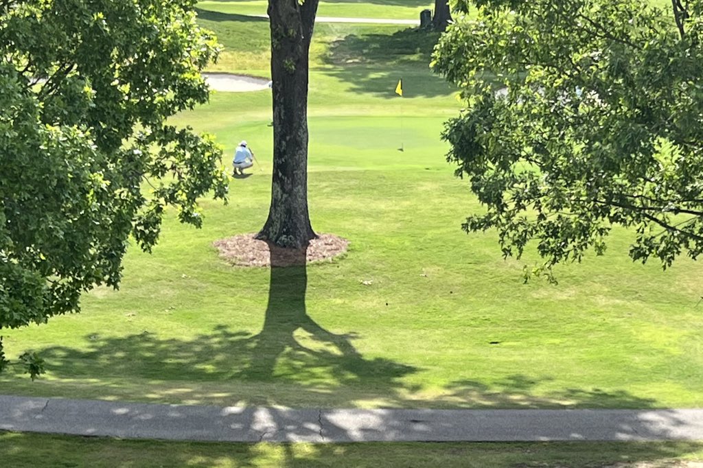 View from the office. (He missed the putt)