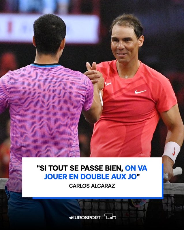 Nadal e Alcatraz nas duplas em #Paris2024 😍
“Se tudo der certo, a gente vai jogar duplas nos jogos olímpicos” - Alcaraz