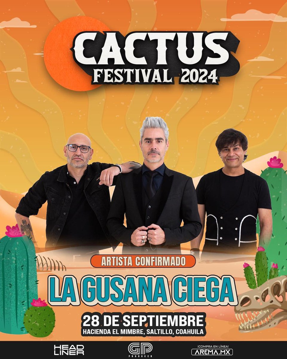 ¡@LaGusanaCiega se une al cartel del @CactusFestival_ 2024! 🌵🤘 La 2da edición del festival se realizará el día sábado 28 de Septiembre en la Hacienda El Mimbre en la ciudad de Saltillo. 🗓 Boletos a la venta en @AremaMx ➡ arema.mx/e/11848