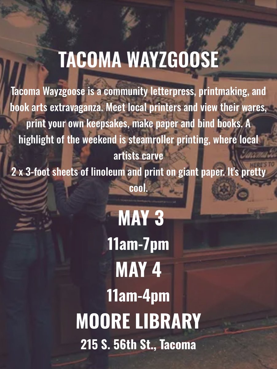 Don’t forget Wayzgoose is happening tomorrow and Saturday! If you’ve never been you don’t know what you’re missing.  Bring a blank tshirt, make cool stuff, see some great artists in action, and maybe buy some local art. This event started my obsession with block printing :)