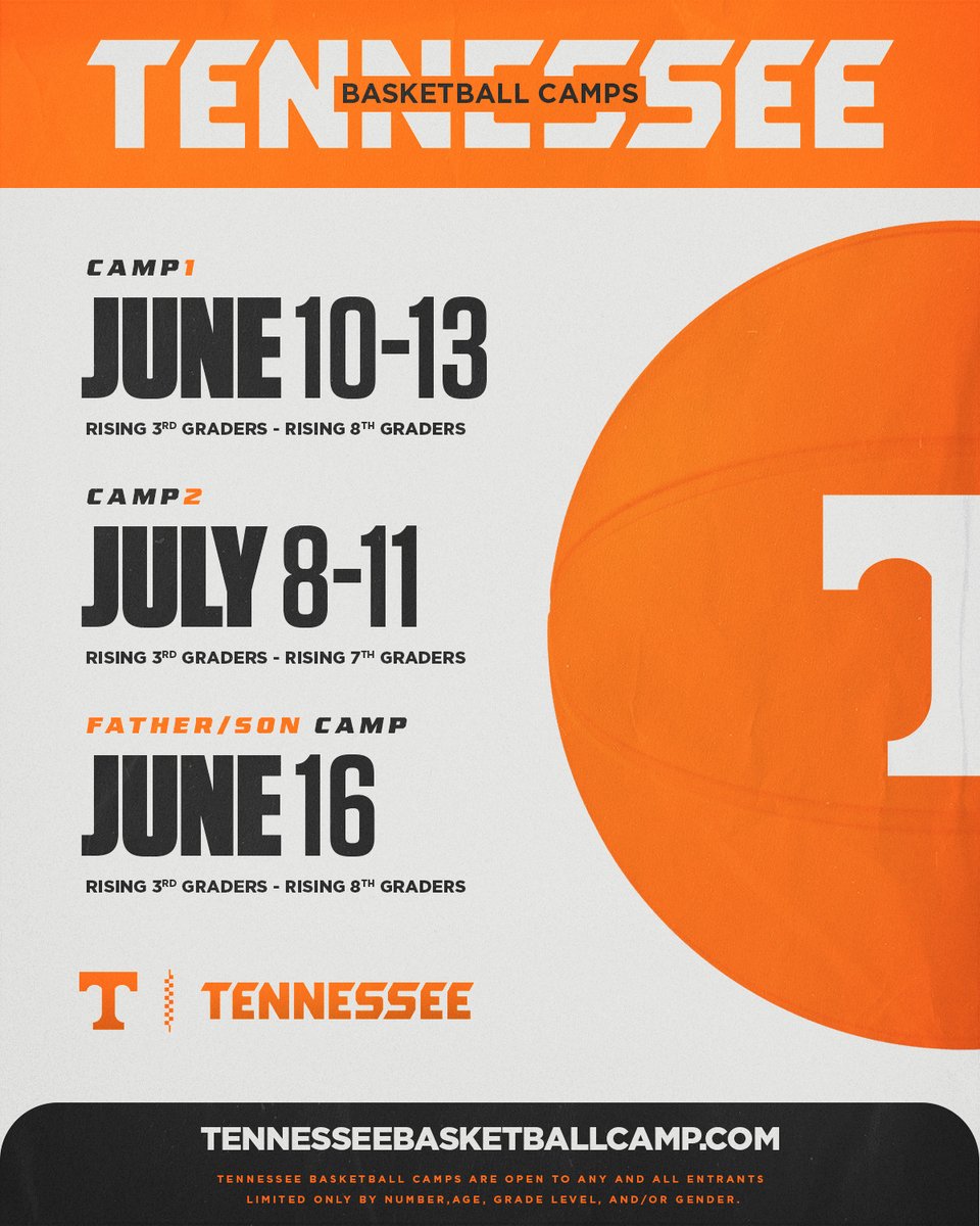 it's not summer without basketball camp! • 2 Day Camps • Father/Son Camp Register at TennesseeBasketballCamp.com