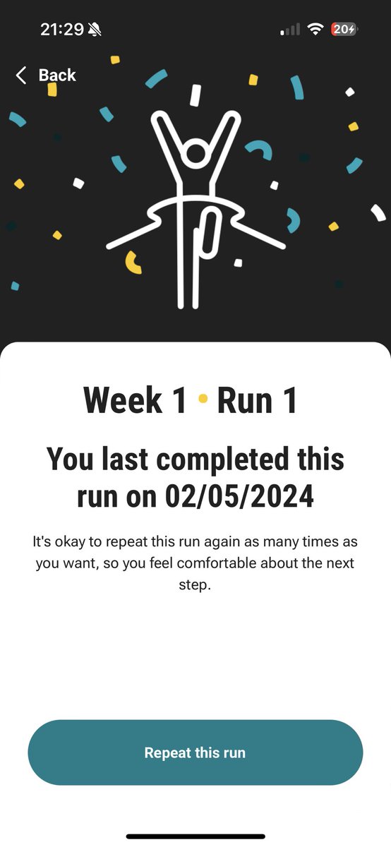 Started Couch to 5K today. First run done. Wish me luck 😭