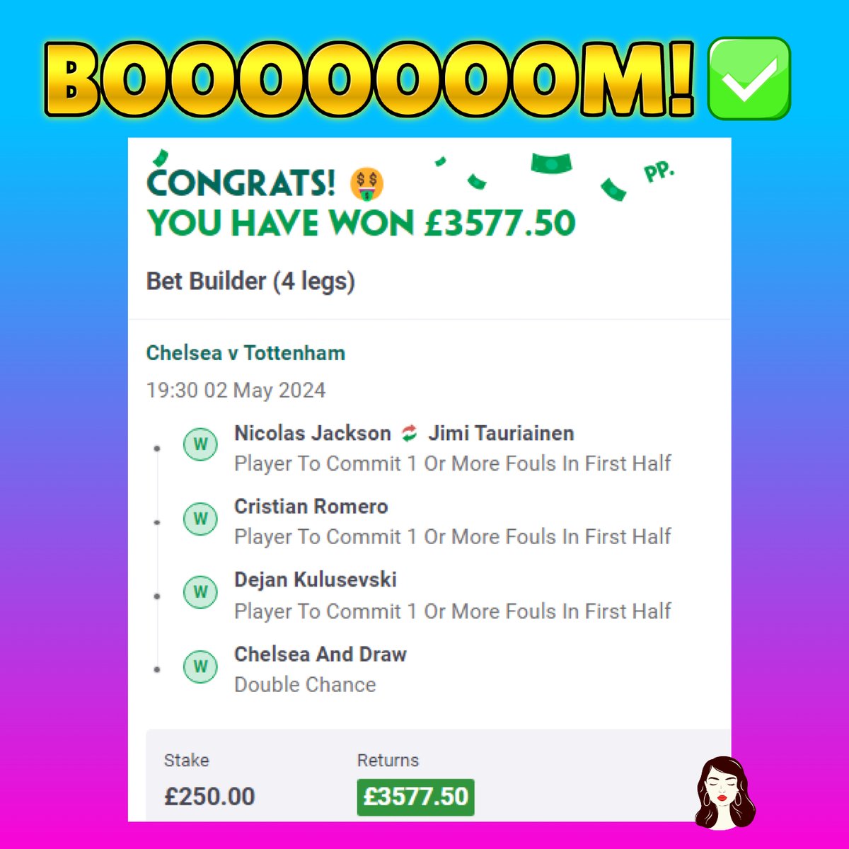 BOOOOOOOOOOOOOOOM! 😍✅

MY 13/1 BET BUILDER LANDS IN 10 MINUTES!🔥

No other tipster wins this many longshots! 😜

SMASH LIKE ♥️ if you want more bet builders this weekend

Make sure you follow me if you want a tipster who actually wins🔔
