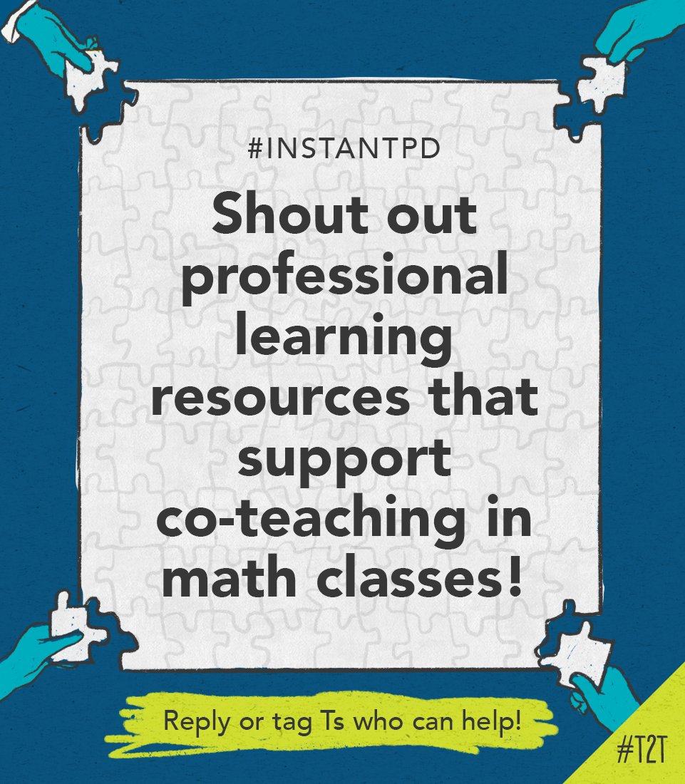 Do you have experience co-teaching with your fellow Ts? 🧑‍🏫

Educator @pearse_margie is looking for professional learning resources that support co-teaching in math classrooms. 🧮️

Share your recommendations below! 👇

#InstantPD #ElemChat #mathchat #TeacherTwitter