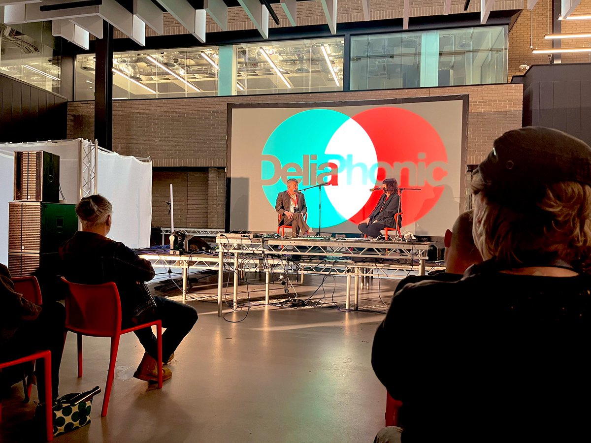 Onstage a Maconie &amp; a Cosey. One of a rich pm of events inspired by Delia Derbyshire in the building <a href="/covcampus/">Coventry University</a> <a href="/CovUniAS/">Coventry University Arts and Society</a> named after her, topped off with a highly entertaining <a href="/CovTheatre/">Cov Uni Theatre and Acting Degree</a> show in the building named after Ellen Terry. Two great Artists/Coventrians.