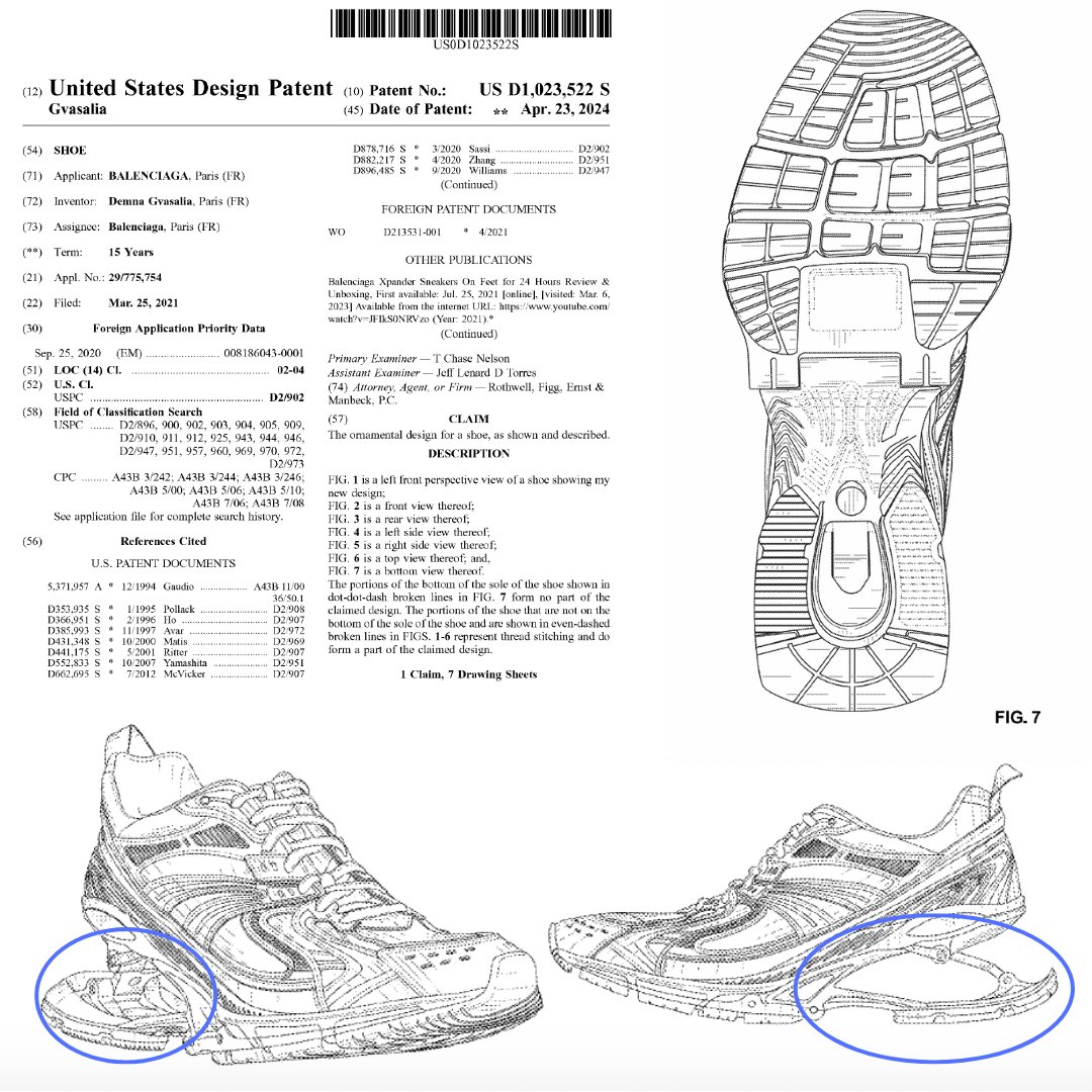 Mechanical running shoes?

Balenciaga receives patent related to its design for a mechanical running shoe having a spring or lift mechanism in the heel of the shoe.

US Design Patent No. D1,023,522

#RunningShoes #Balenciaga #patents