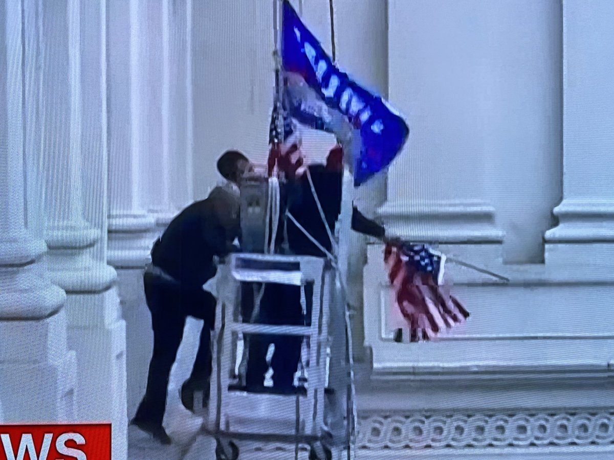 I distinctly remember MAGAs taking down the American flag and replacing it with a Trump flag at the Capitol.