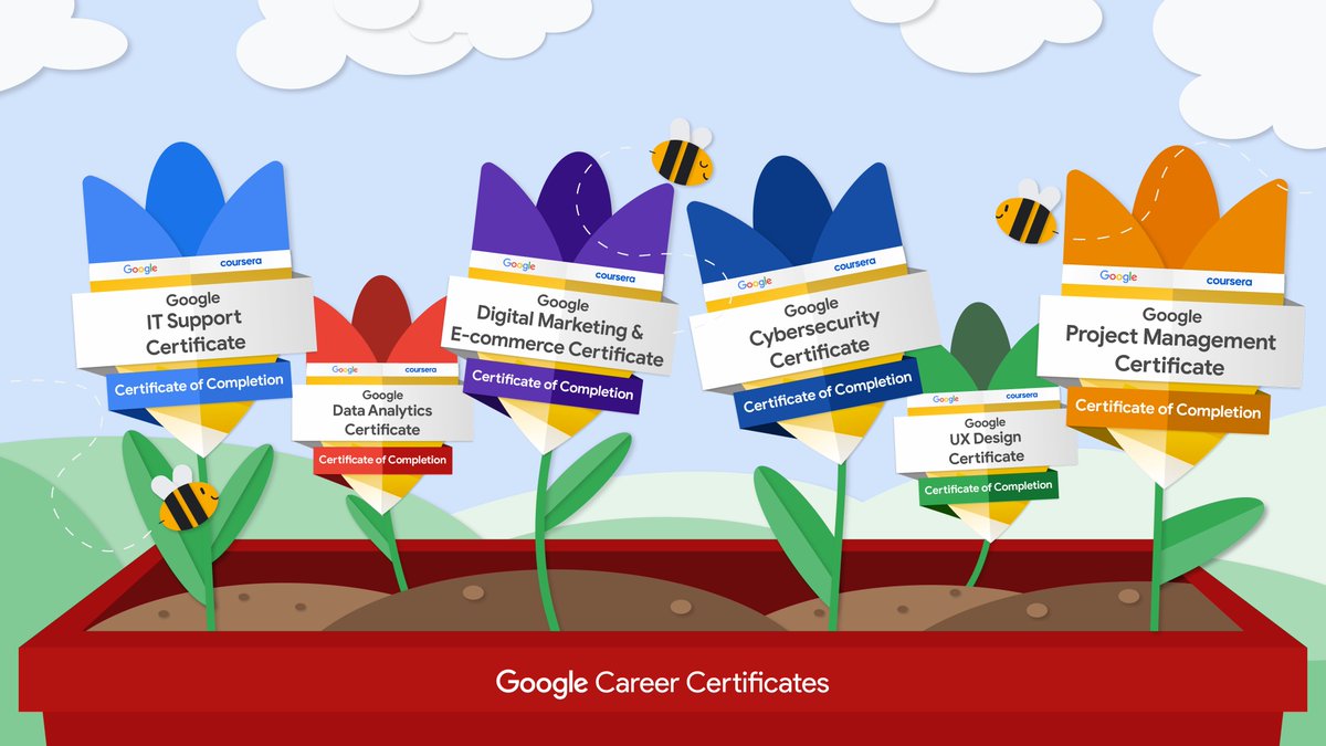 If you’ve completed a Google Career Certificate, it’s time to get your flowers and celebrate 💐 Reply with your badge or tell us which certificate you earned and what you liked learning most. goo.gle/3MMROR4 #GrowWithGoogle