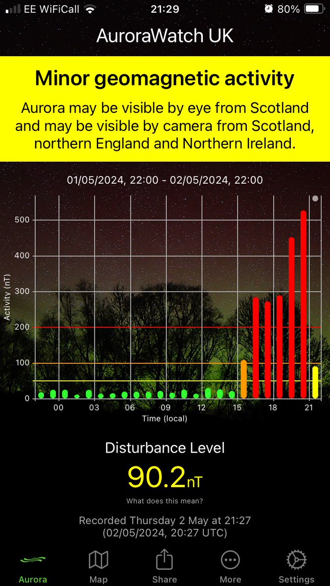 @trancazia @chrsathey Ha! Im just watching the Blencathra webcam from Derby, as that shows the aurora really well. But it’s not dark enough for the camera to show anything yet. So that’s appreciated. But latest report shows a sudden drop off. 🙁