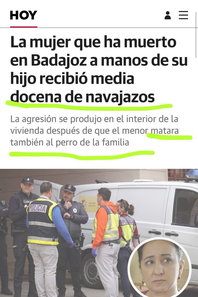 Poco se habla que en Badajoz esta misma tarde un joven de origen africano ha ASESINADO a su madre adoptiva con más de una docena de puñaladas, esto es culpa del buenismo y de respetar sus costumbres pero 'Carlota ✨ ♀️🏳️‍🌈' te dirá que hay que darles una mejor vida.