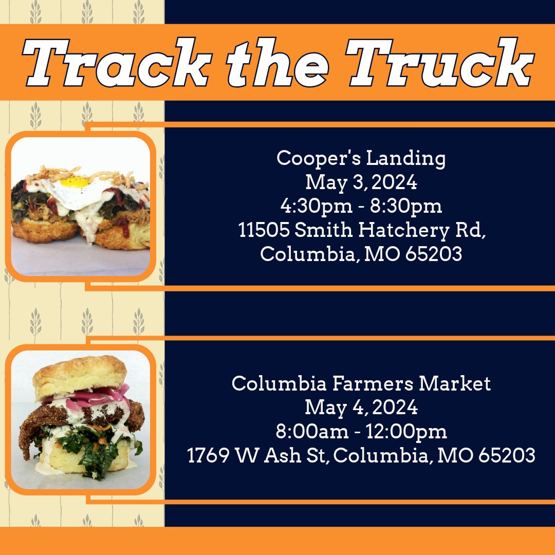 From @cooperslanding_ to the @comofarmers Market, we're fittin' to be hittin' the ole dusty trail this weekend. Come on out and let us feed you!

#trackthetruck #biscuittruck #hankering #como