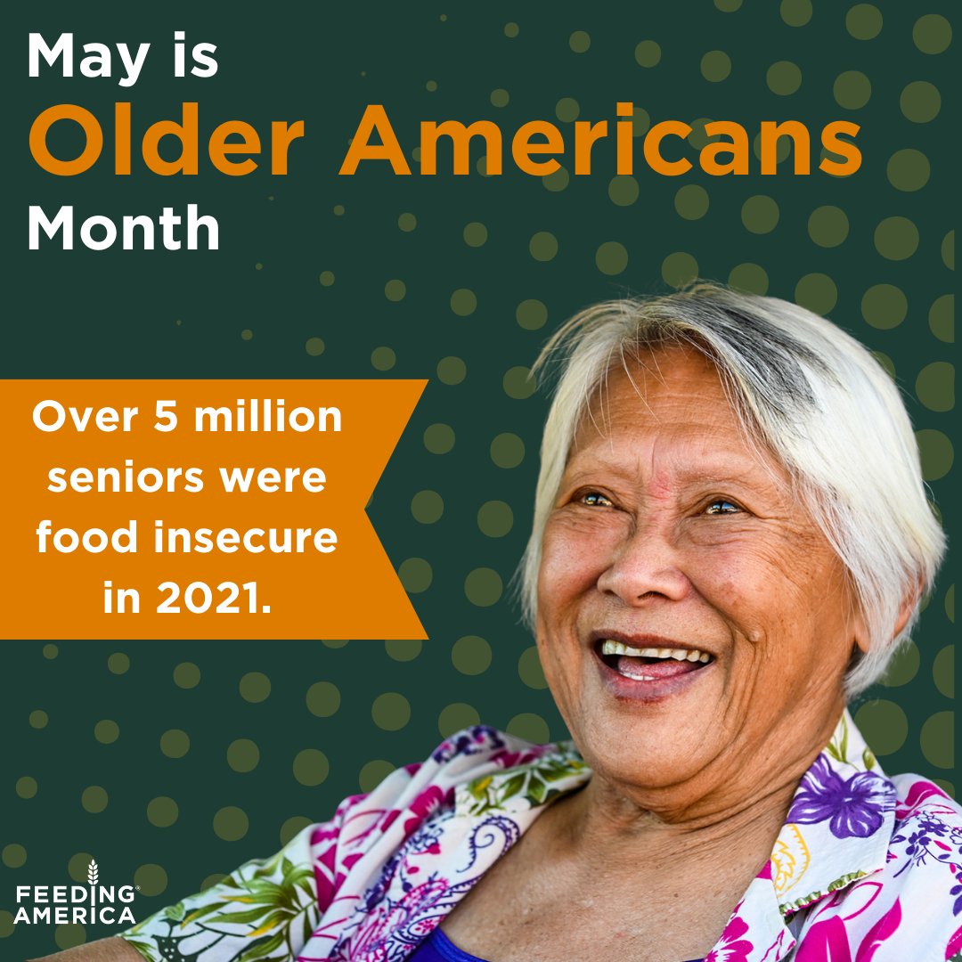 Hunger is a serious problem in America, and it affects more seniors than you may think. This May during Older Americans Month we'll highlight the effects of senior hunger and those involved to #EndHunger Learn more about senior hunger & how you can help: bit.ly/36CvliJ