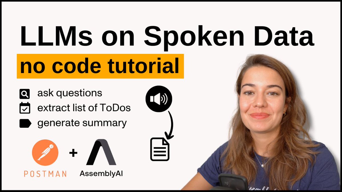 Using @getpostman you can easily play around with APIs. Even ones that offer advanced functionality, like AssemblyAI's LeMUR. 🚀 Take a look at our latest video to learn how to use LLMs on spoken data without having to code at all with Postman! youtu.be/iWBoFukyGMA