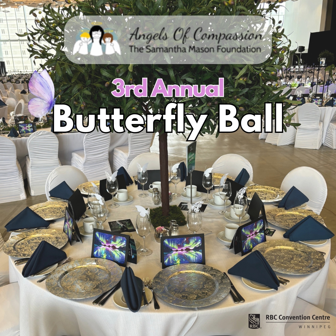 Welcome to the #SamanthaMasonFoundation for the 3rd Annual #ButterflyBall! The Angels of Compassion team raises funds to support mental health initiatives for youth across Canada. 🦋💜 To learn more, click the link: samanthamasonfoundation.ca