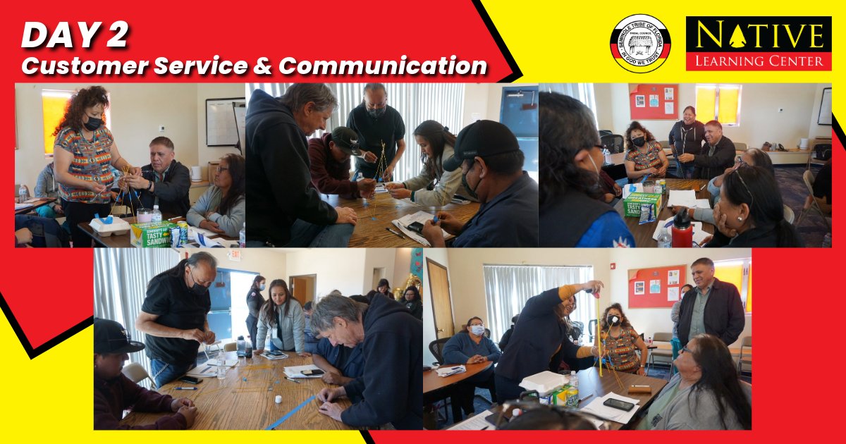 🌟 Day 2 Wrap-Up: Technical Assistance - Customer Service & Communication Training with the Navajo Nation! 🌟
 
🚀 We’re ready to transform customer interactions! #CustomerServiceExcellence #ProfessionalDevelopment #NLC #NativeLearningCenter #TribesHelpingTribes