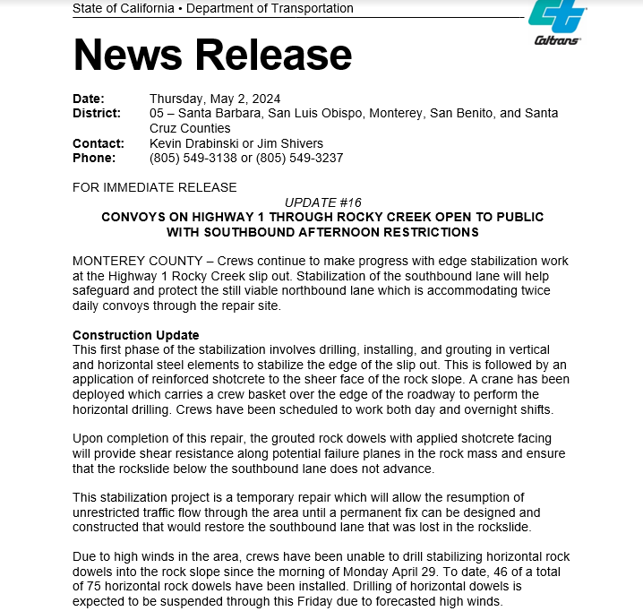 Caltrans Central Coast (District 5) tweet media