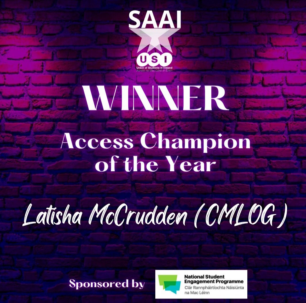 Over the moon to say I'm after winning Access Champion of the Year at the Union of Students in Ireland awards tonight in Dublin. Thank you to the @uniofgalway union for nominating me for the award. Awards like this make me very proud of my different stages in life 🤍