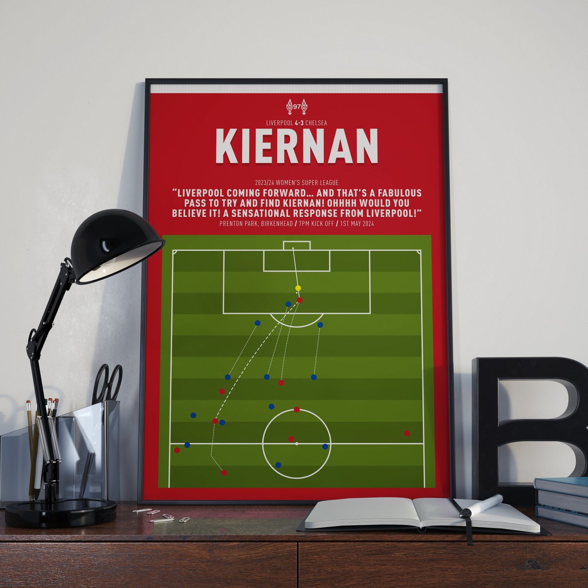 Was asked to do this print as well, a second from Liverpool Women's victory against Chelsea! Leanne Kiernan's finish from a great pass! #LFC #LFCW 

🛒 pixelprintdesign.com/products/leann…