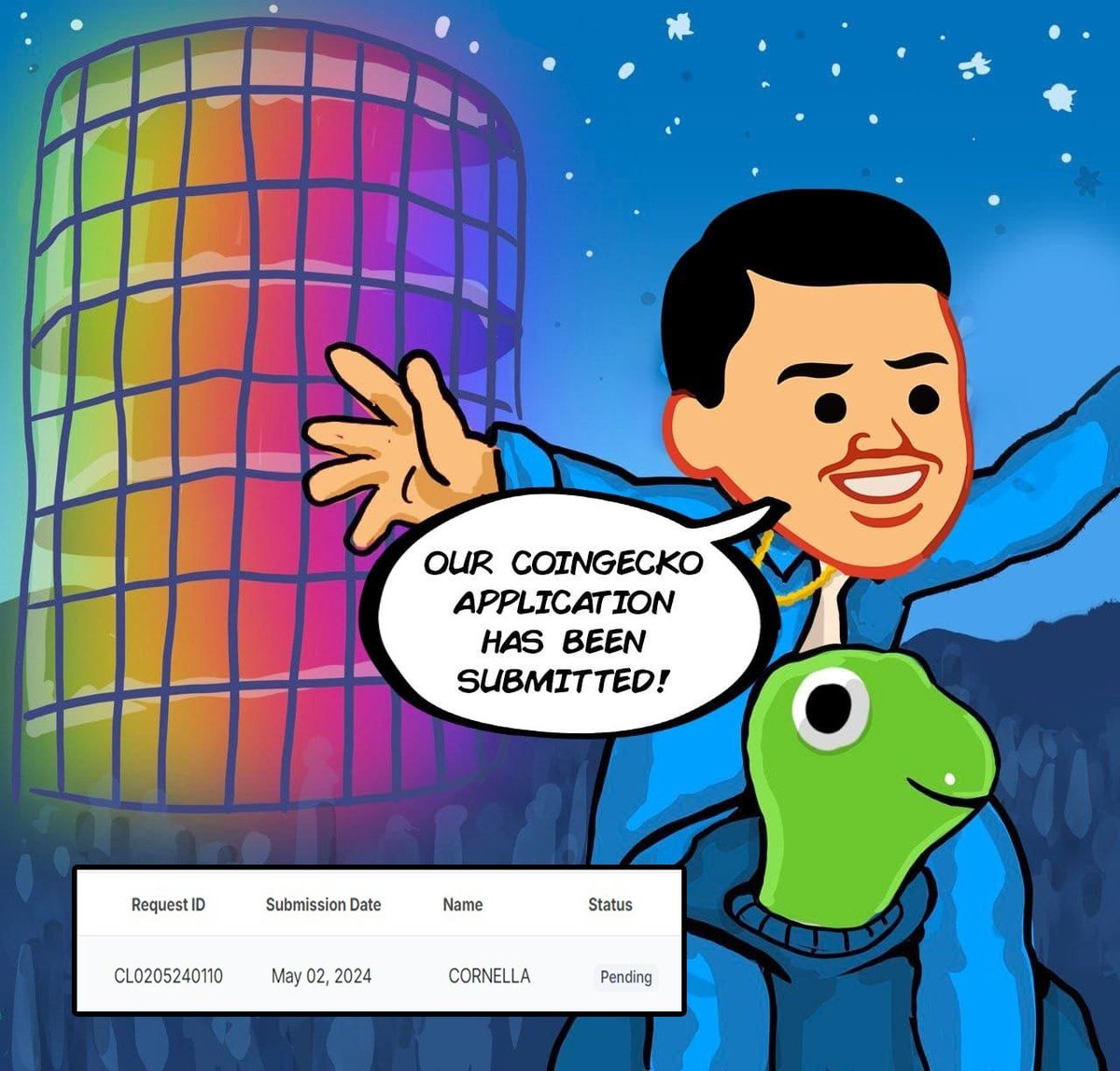 Cornella_Base's tweet photo. 🌝 Our application to @coingecko is officially in! 🐍

Our request ID : CL0205240110

#CORNELLA_O_PLOMO https://t.co/tIz5TCnTkL