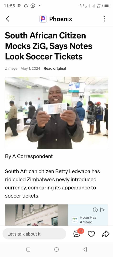#DearZimbabwe, what they are saying about ZiG in South Africa...Zimbabwe needs a citizen centered government to stabilize our domestic currency so we can grow our Economy and create jobs #ForZimbabwe #ForEveryone🇿🇼.