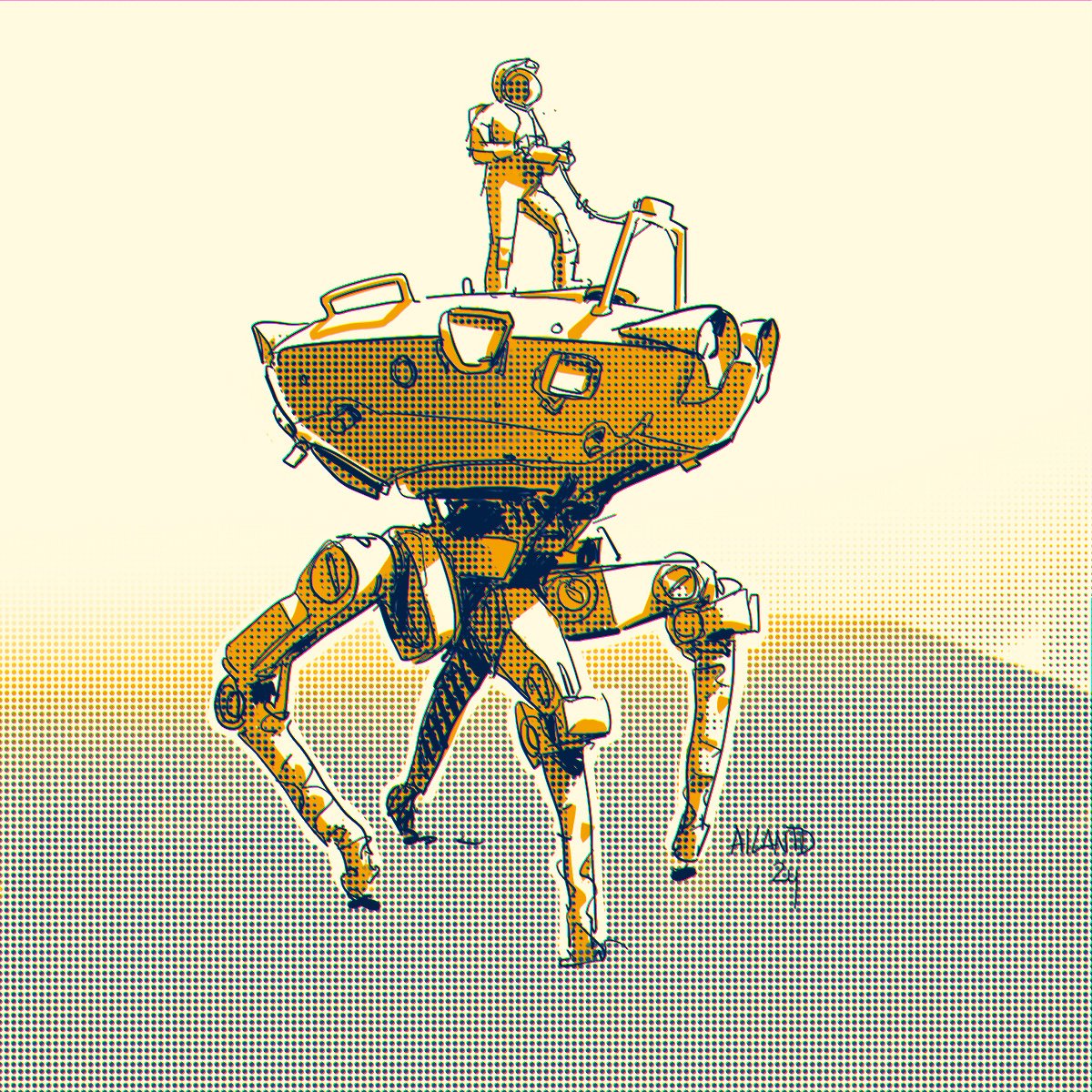 Having some fun with halftone textures.

#scifi #scifiart #mech