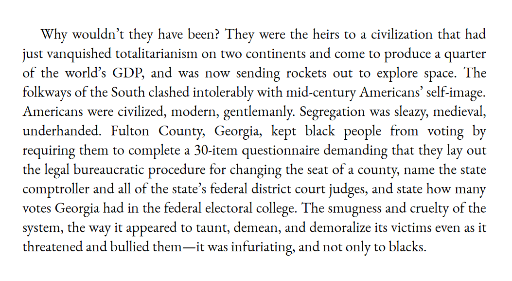 Christopher Caldwell implicitly agrees that voting tests in the Jim Crow south were 'sleazy' and 'underhanded'? Wow, I guess the Twitter right can cross him off their reading list