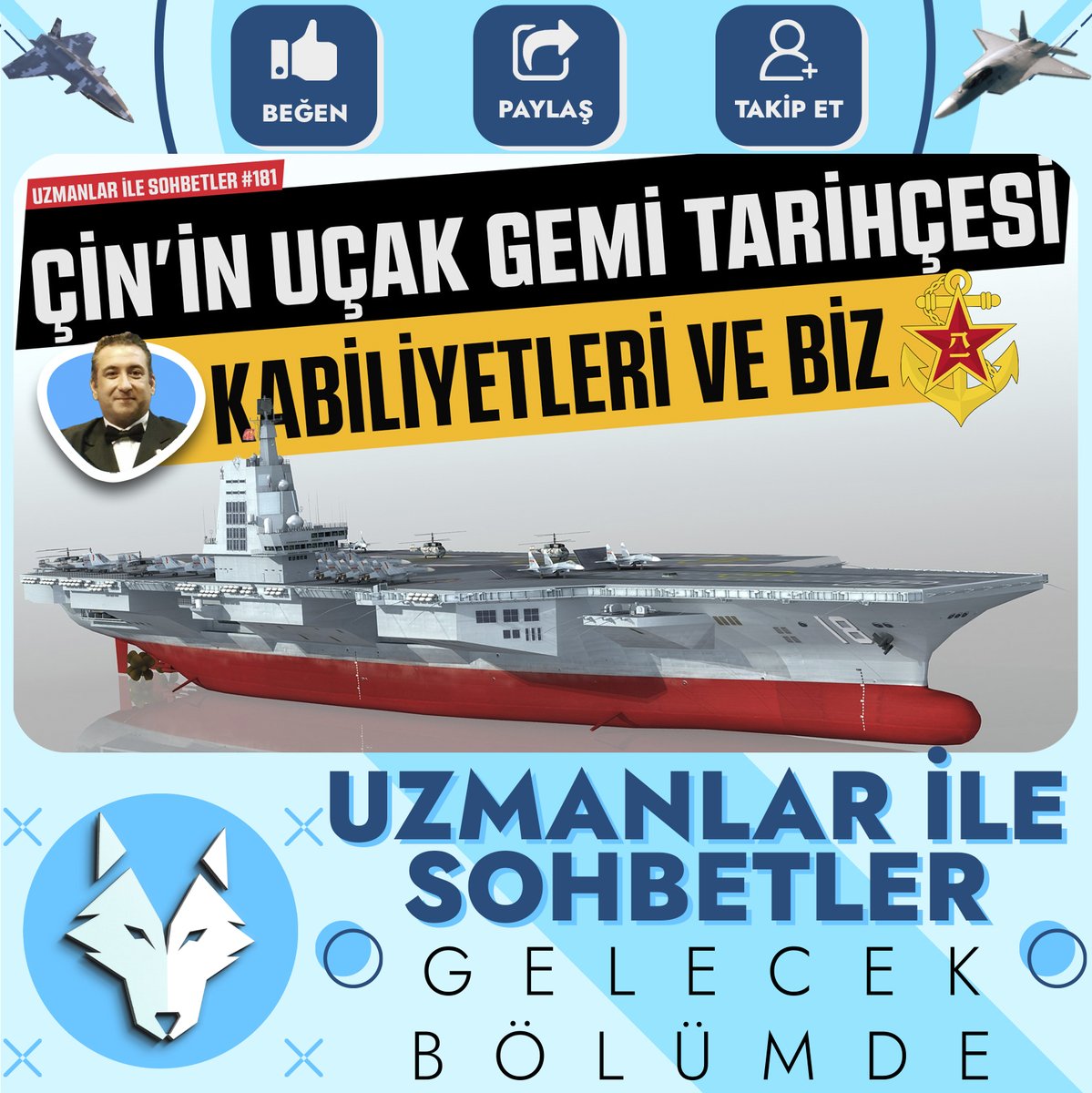 📢Kozan Selçuk Erkan ile Çin'in Uçak Gemi Tarihçesi , Kabiliyetleri ve Türkiye için Yansımaları gibi konuları değerlendirdiğimiz Uzmanlar ile Sohbetler'in YENİ Bölümü BUGÜN Saat 18.30'da YAYINDA. Takipte Kalın. Saygılarımla