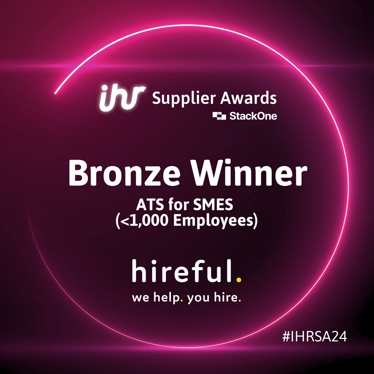 Congratulations to our 2024 Supplier Award winners of the ‘ATS for SMES’ category! ✨ 🏆 Gold Winner: Occupop 🏆 Silver Winner: eArcu 🏆 Bronze Winner: Hireful #IHRSA24 🌟