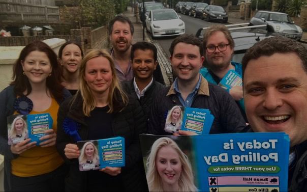 The LGBT+ Conservatives out in Balham earlier today.