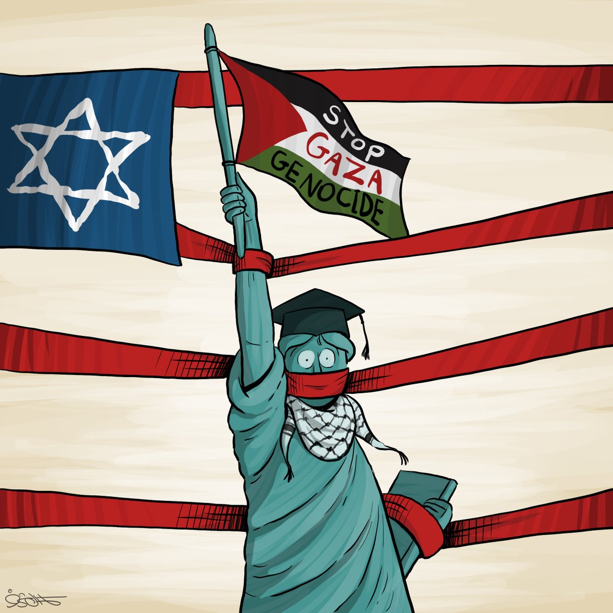 #كاريكاتير 
#StudentsForGaza
#لن_نترك_فلسطين
#PalestineNotAlone
